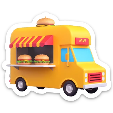 generate me a 3D hamburger food truck sticker