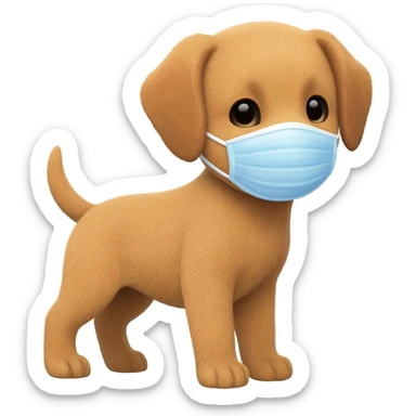 puppy with face mask sticker
