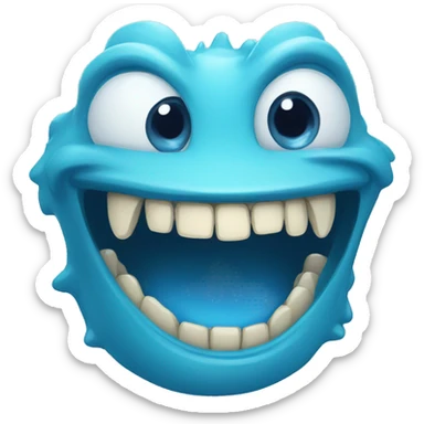 blue teeth smile monster sticker