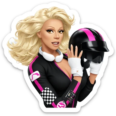 blonde girl with helmet removed sticker