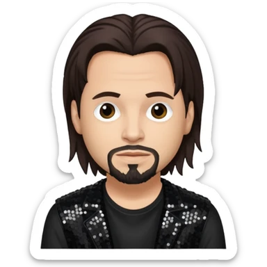 David Silveria from Korn with dark brown hair, light skin, black sequin outfit sticker