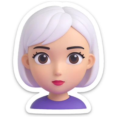 Make the alt-girl look like Samsung Sam, with a cute expression, bob haircut, drawn eyeliner, only the head and hair, no neck, keep background transparent in 3D emoji style. sticker