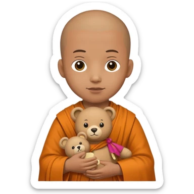 Monk with teddy bear toy  sticker