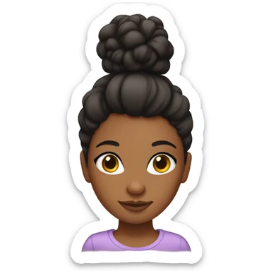 Brownskin girl with curly black hair in a bun sticker
