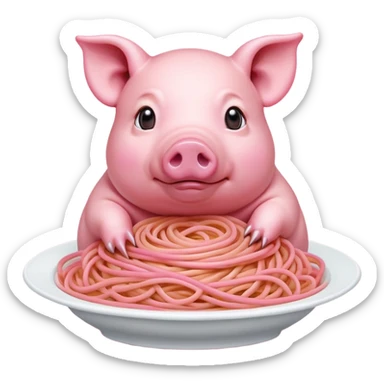   renaissance monalisa pig with pink spaghetti background  sticker
