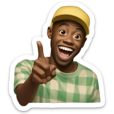 tyler the creator laughing pointing finger sticker