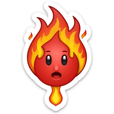 Minimalist emoji-style sticker of a bold exclamation mark surrounded by small flames or cracks. Black and dull red color palette, no outline.
 sticker