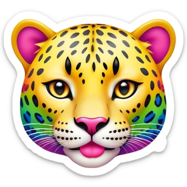 Lush lips with rainbow colored leopard print sticker