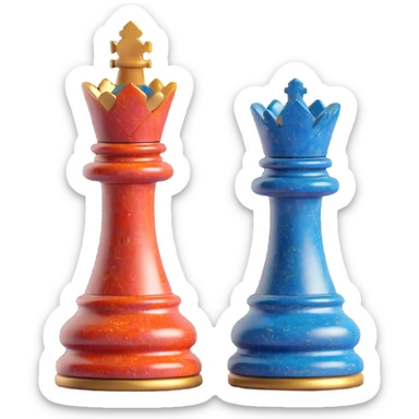 Enhance the sophisticated 3D detailed queen chess piece by adding more vibrant and varied mineral colors to the flecks, maintaining the elegant and intricate look, with no background. sticker