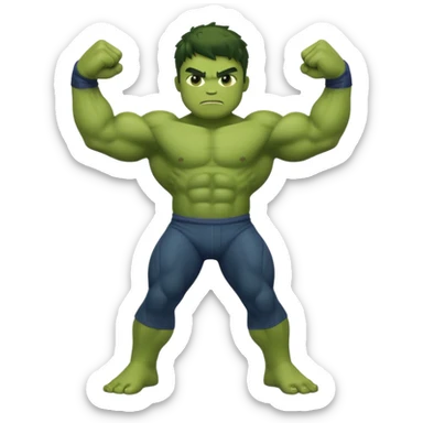 kid hulk flexing arms full body long pants sticker
