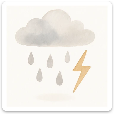 thunderstorm, watercolor art style sticker