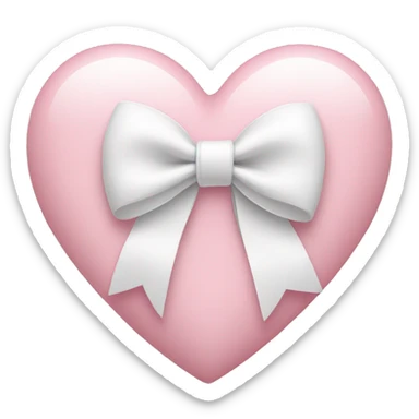 Pastel pink heart with white bow sticker