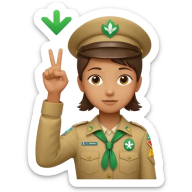 “Emoji-style person in a scout uniform making a balancing gesture with both hands. One hand holds a red cross (not allowed), the other a green checkmark (allowed). Thoughtful expression, simple clean emoji design, centered, transparent background.” sticker