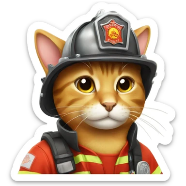 Firefighter cat sticker