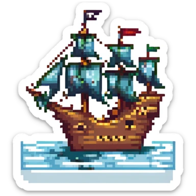 a pirate ship at sea sticker