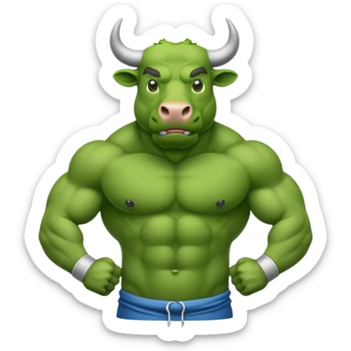 Green bull with clothes sticker