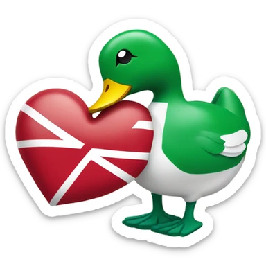 Denmark Flag with red Heart and Green duck sticker