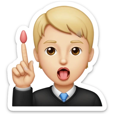 Sticking tongue out between pointer and middle finger  sticker