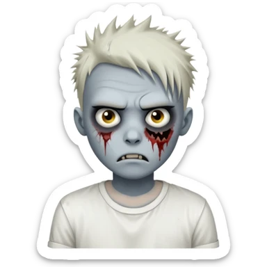 zombie boy with spiky emo hair and white shirt emoji to use or share on Discord and Slack. sticker