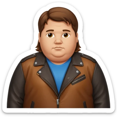 Long hair obese men in leather jacket sticker