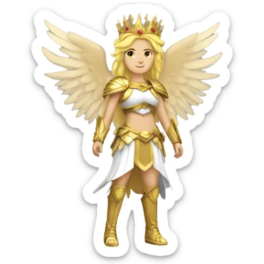 Blond Valkyrie full body with crown with wings sticker