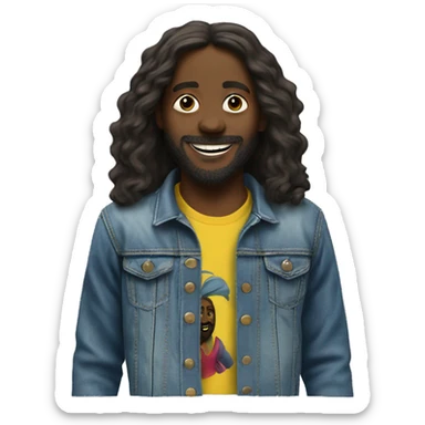 Black Jesus skateboarding with happy face T-shirt and a denim jacket  sticker