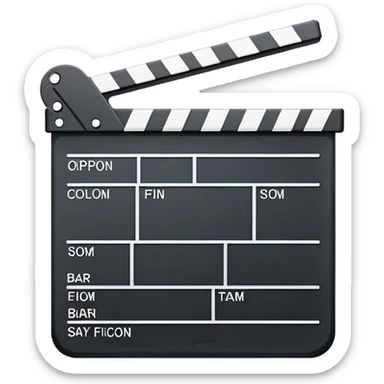 most basic film slate outline possible, stripped down to bare essentials, just a rectangle with clapper bar sticker