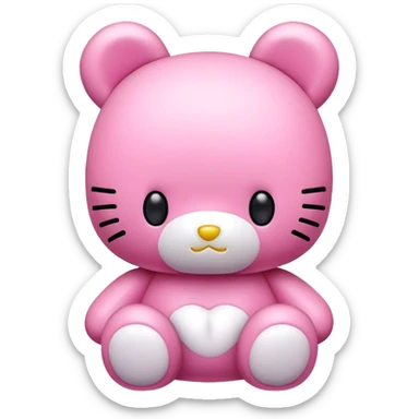 pink kawaii plush hello kitty bear sticker
