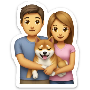 father-mother-daughter-son-shibainu-dog sticker