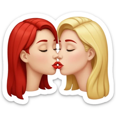 woman kissing another woman on the mouth sticker