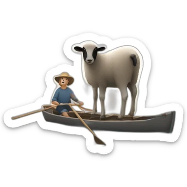 Un lièvre sur un mouton sur un bateaux sur la terre ferme sticker