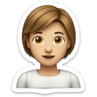 Girl with short brown hair until shoulders coding on Mac book sticker