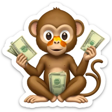 monkey holding money sticker