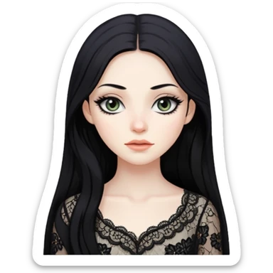 pretty long hair gothic baddie with eyeliner lace clothes sticker
