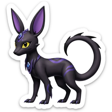 Shiny Dark Edgy Gothic Gloomy Futuristic Salandit-Umbreon-Espeon-Anubis-Hybrid (Full body) sticker