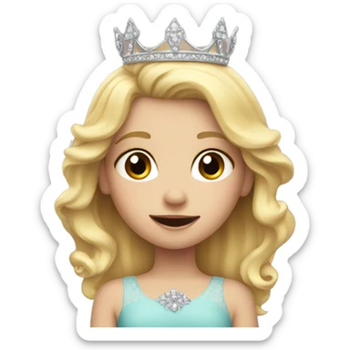 Little blonde girl with princess crown sticker