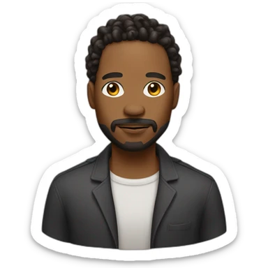 black man with starter locs and a mustachee with goatee sticker