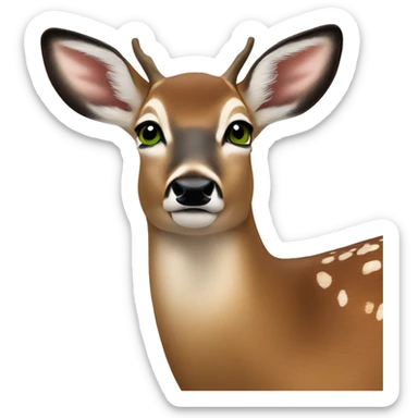 doe green eyes whitetail deer sticker