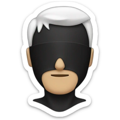 Man with black mask and white hear sticker