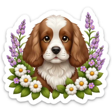 Cocker spaniel in flower  sticker