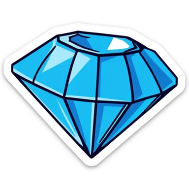 shiny blue diamond broken in half exposing crystal structure inside sticker