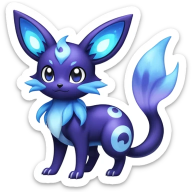 Nebulae Noibat-Meowstic-Umbreon-Fakémon-hybrid-creature (full body)  sticker