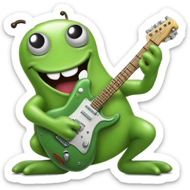 Happy slimy slug playing electric guitar sticker