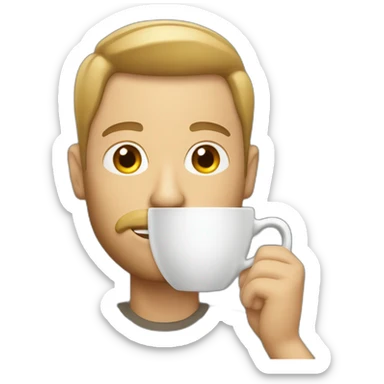 White man with bold head drinking cappuccino sticker