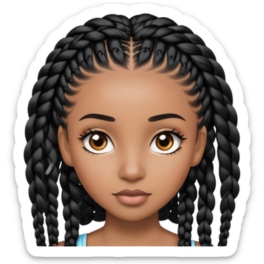 black woman with black braids and lash extensions; skin tone slightly darker sticker