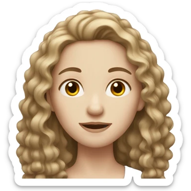 Woman with pale skin and long curly brown hair  sticker