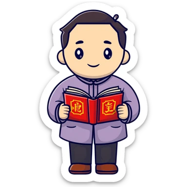 Victorian scholar with Chinese-English dictionary sticker