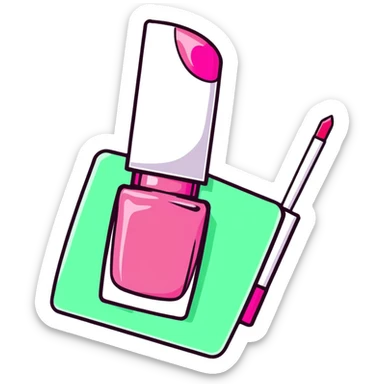 Pink AVON beauty collection with pink lipgloss, pink nail polish, and pink compact sticker