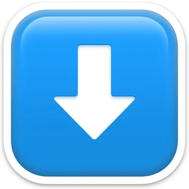 "3D premium,3D rounded-square icon in strong bleu with a beveled edge, bold serif white letter '⬇'centered, strong specular highlights, inner glow, 1024x1024, png" sticker