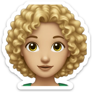 portrait of midle easten curly girl with light hair and green eyes sticker
